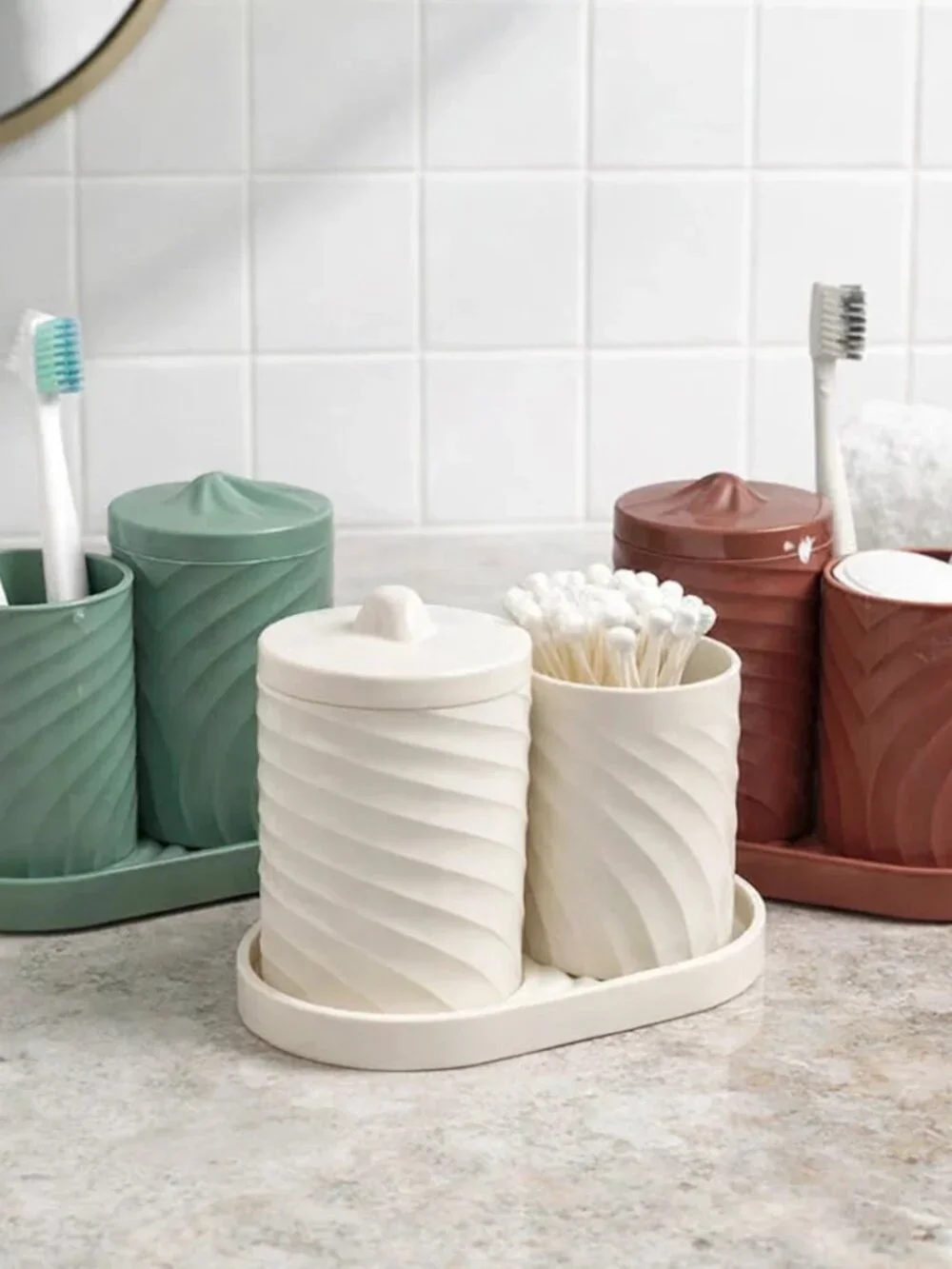 Bathroom Makeup Vanity Set Rust Terracotta